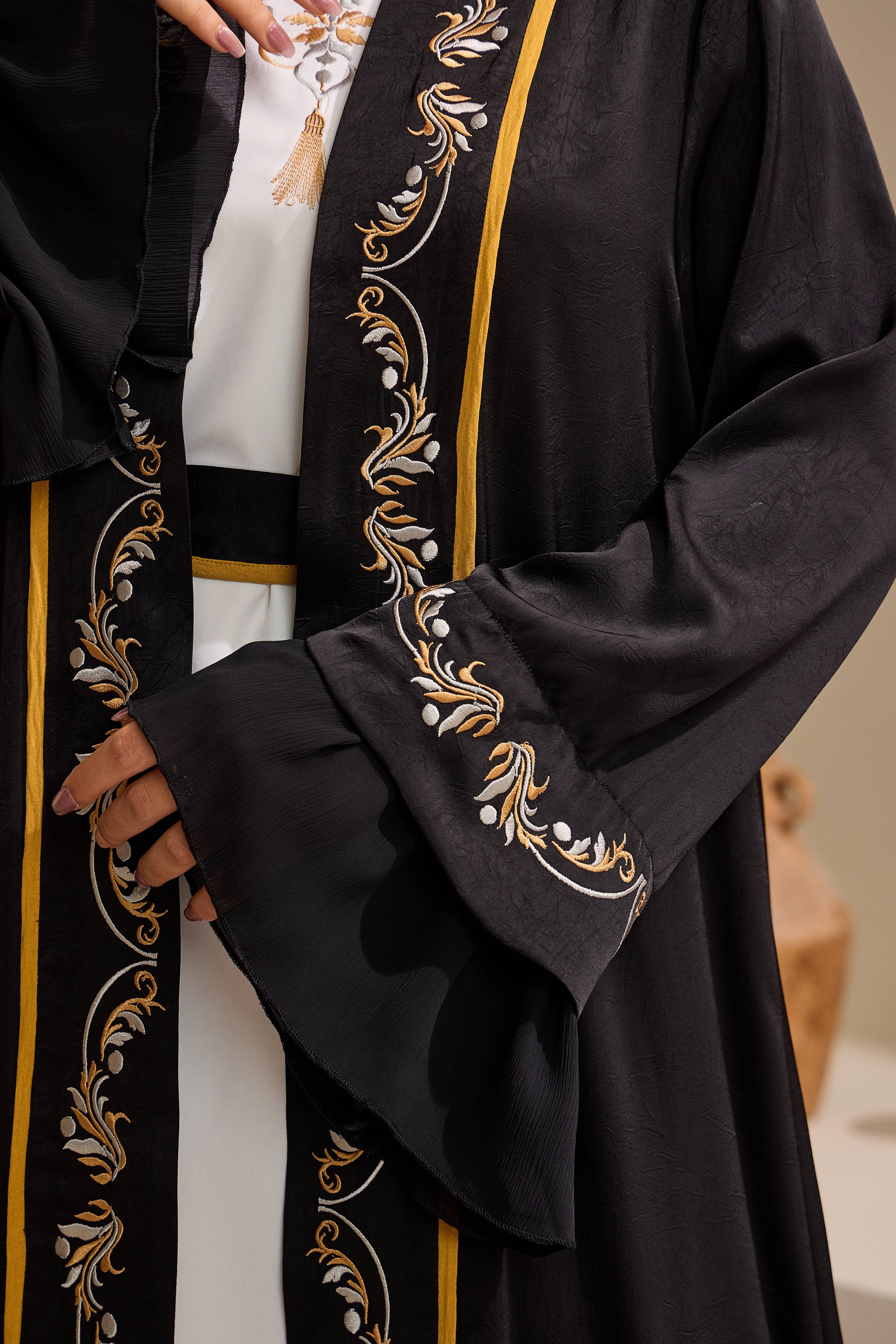 Royal Embroidered Luxury Open Abaya (9)