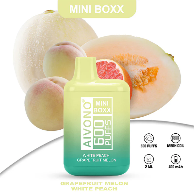 Aivono Mini Boxx 600puffs Disposable Vape Wholesale White Peach Grapefruit Melon Webp Png