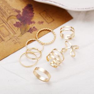 European and American new ring creative retro simple multi-layer opening cross twist ring set 8 pieces