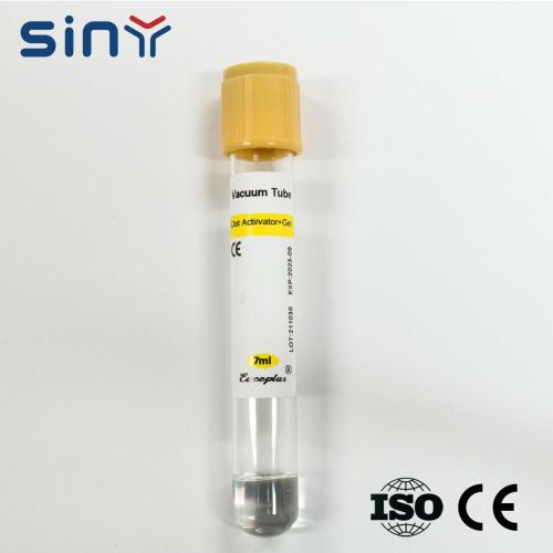 Tubo de coleta de sangue amarelo de 7 ml com gel