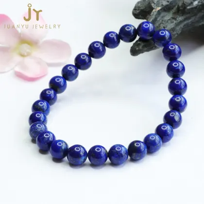 Minimalist Lapis Lazuli Healing Crystal Bracelets with Round Beads