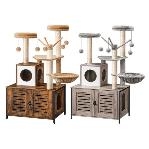 China Cat Tree with Hidden Litter Box Enclosure Furniture Factory