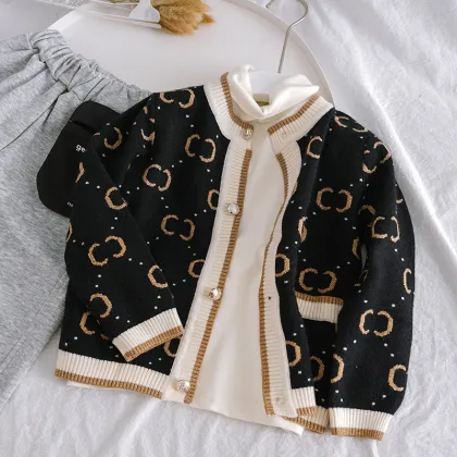 2020 autumn new children sweater high quality designer kids cardigans girls black