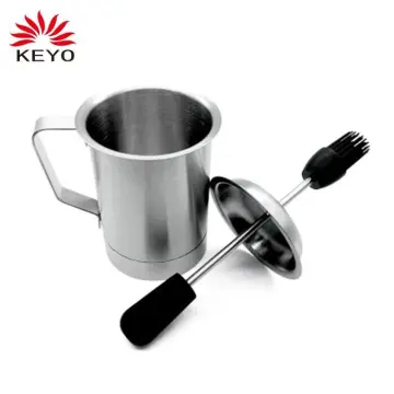 2 in 1 stainless steel BBQ Oil Sauce Seasoning Bottle with Silicone Brush Portable Oil Dispenser