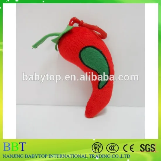 Soft vegetable keychains, stuffed mini plush chilli keychains, red pepper toys