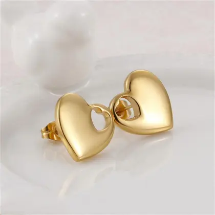 Hollow Love Golden Earrings