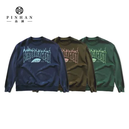 Plus Size Men's Custom Oversized Crewneck Sweatshirt - 100% Cotton Heavyweight DGT Print Pullover Hoodie