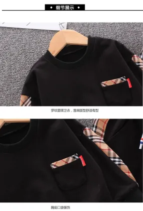 Children's spring and autumn clothes baby clothes set boy top + pants striped plaid baby clothes set kids