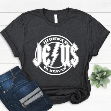 Großhandel lustige christliche T-Shirts für Frauen-Jesus Highway to Heaven T-Shirts