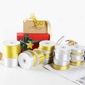 Heißer Verkauf von 1/8 Zoll Luxus Metallic Polyester Weihnachtsdekorationen