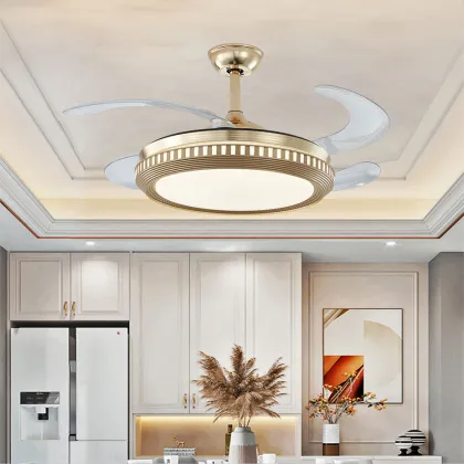 Ceiling Fan with Chandelier and Lighting in Neutral White