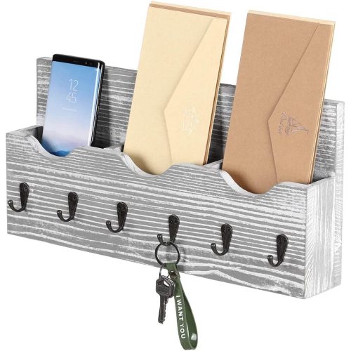 Wall Mounted Mail Holder with Key Hooks