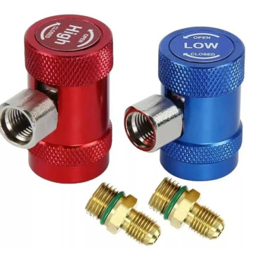R1234yf Quick Coupler Set for Car AC System Evacuation and Recharging - Low/High Side Connectors, 1/4 Inch Fitting (Set of 2)