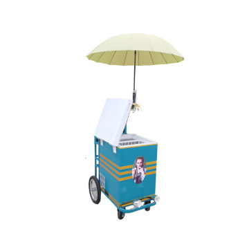 220V/110V Mini Gelato Cart with Freezer - Mobile Refrigerator Cart for Outdoor Fast Food