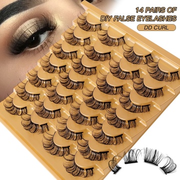 DD Curl Segmented False Eyelash Kit - 14 Pairs Premium Cluster Eyelashes