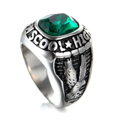 Fashion two eagle green Diamond Ring