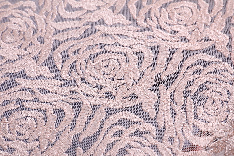 Newest Rose Flower Embroidery Fabric 