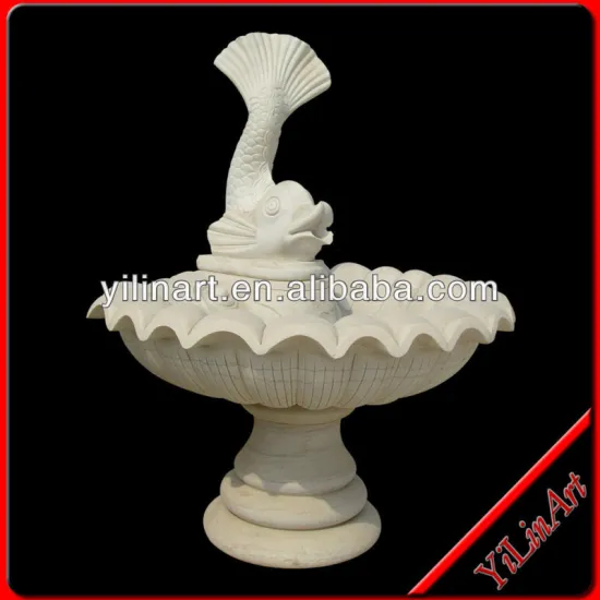 White Marble Stone Life Size Fish Freestanding Water Fountains YL-P251
