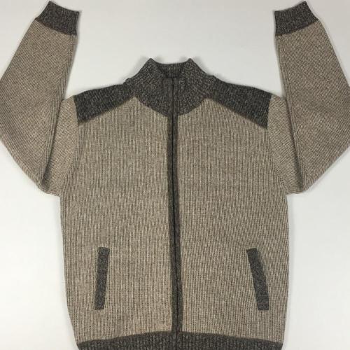 Men's Coarse Knitted Full-zippered Fleece-lined Sweater