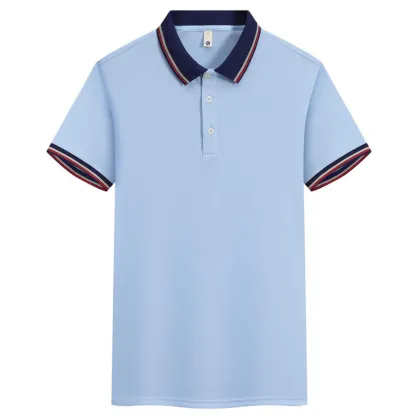 High Quality Men's Business Striped Polyester Polo T-Shirt