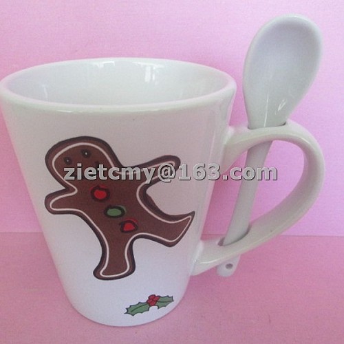 bulk 10oz porcelain coffee mugs with spoon in handle for sale