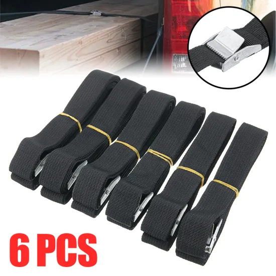 6pcs 8-foot 250cm Cargo Luggage Strap Ratchet Leather Strap Cam Buckle For Car SUV Truck Interior Accessories