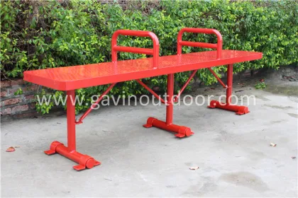 Powder coated metal outdoor backless bench urban furniture