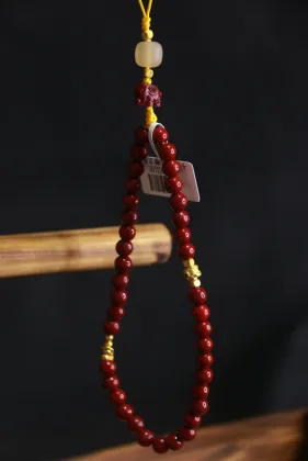 Artisan Red Cinnabar iPhone Beaded Chain