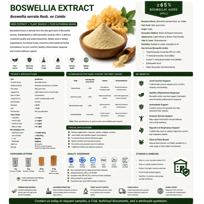 Polvo de extracto de boswellia orgánico para suplementos