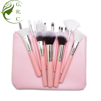Pink Round Cosmetics Makeup Bruhes Set