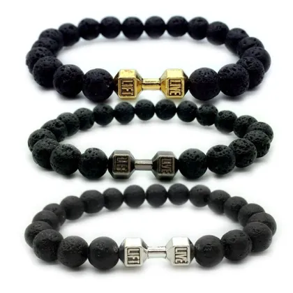 Natural Black Volcanic Lava Stone Ruigang Bracelet