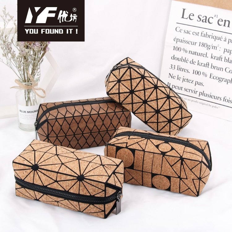 Geometric fashion design cork makeup bag