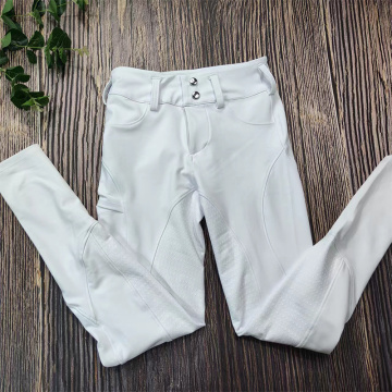 White Classic Button Equestrian Breeches