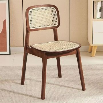  Round Back Chair Rattan Wooden Dining Chair for Home Restaurant Hotel Manufactory