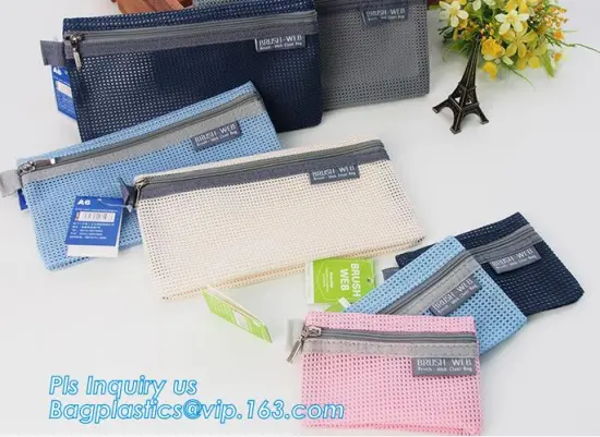 A3 A4 A5 B5 File Zipper Bag Customized Logo, Mesh Bags PVC Packaging Bag, mesh A4 paper document file bag