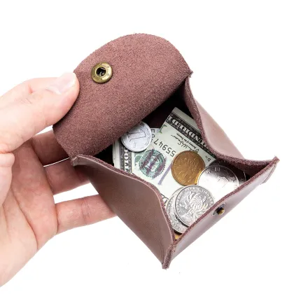 Genuine Leather Mini Coin Pouch - Unisex Small Purse for Jewelry