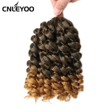 Mixed Light Brown Wand Curl Crochet Hair 8 Inch Jamaica Bounce Crochet Braids For Women