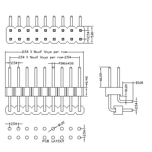 2.54 mm Pin Header Dua lRow Angle Type Add Housing PHEU04-XXD