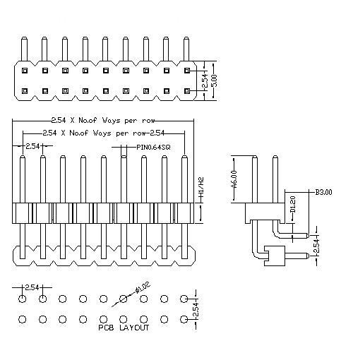 2.54 mm Pin Header Dua lRow Angle Type Add Housing PHEU04-XXD