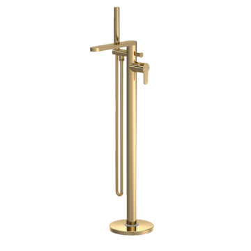 Brushed Brass Freestanding Bath Shower Mixer Faucet Kit