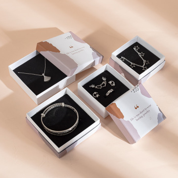 A1 Chinese Custom H Stamped Logo Luxury Sliding Small Earring Paper Packaging Boxes with Microfiber Jewelry Pouch