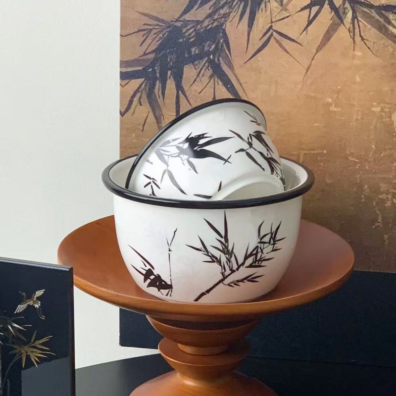 Black and White Asian-Inspired Tableware with Bamboo and Pine Designs