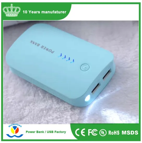3 pcs 18650 battery Light blue rohs power bank 6600mah with 2 output