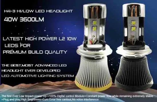 China manufacture led headlight 40W 3600Lm high bright h4 led headlight bulb kit hi low beam