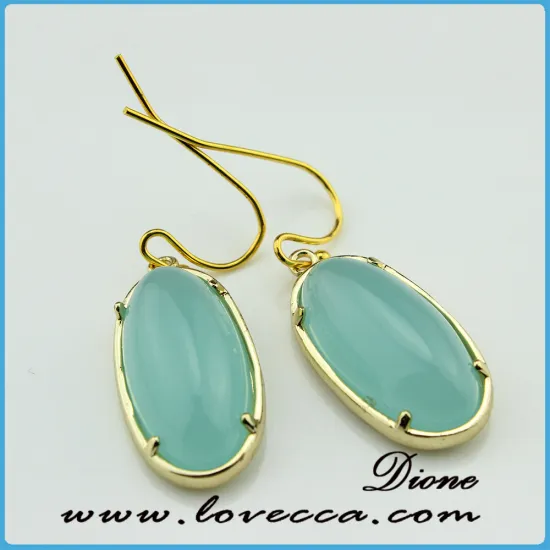 Women new fashion brass hanging glass earring