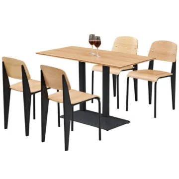 Industrial Metal Legs Plywood Cafe Table and Chair Set