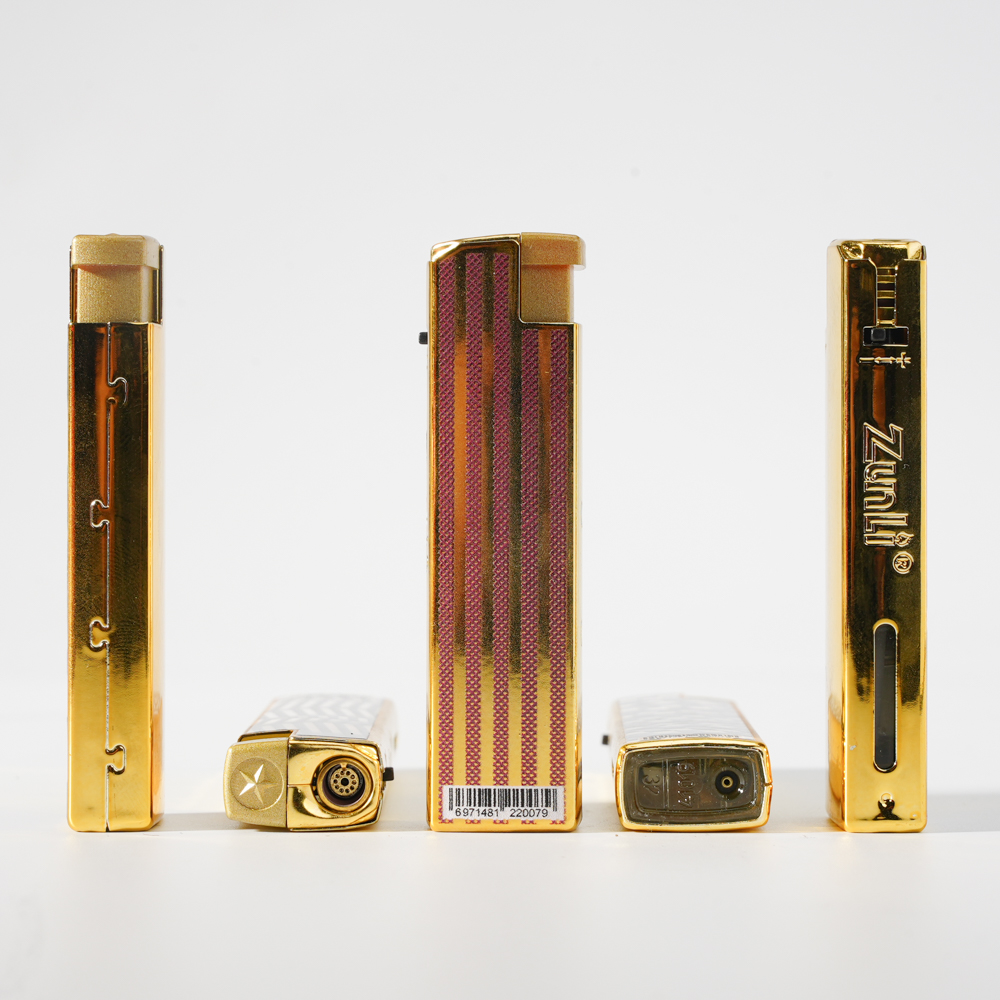 Jet flame grid pattern metal cover piezo lighter