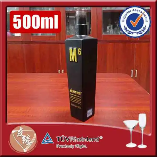 500ml vodka embossed gold decal glass liquor bottle black