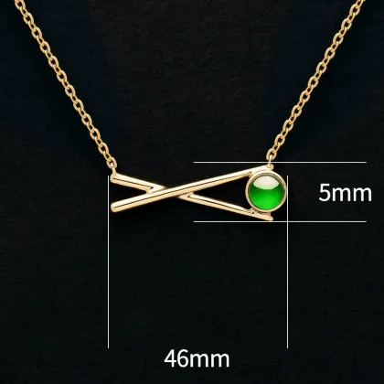 18K Gold Pure Green Color Icy Jadeite Pendant