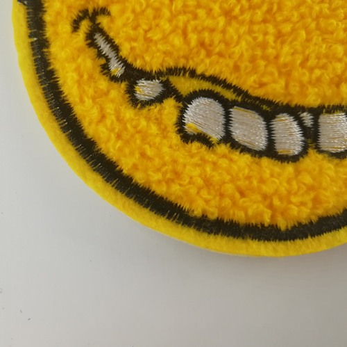 Yellow Smile Face Large Ciniglia Patch Design